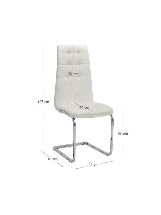 Vela Dining Room Artificial Leather Chair White 41x61x107cm