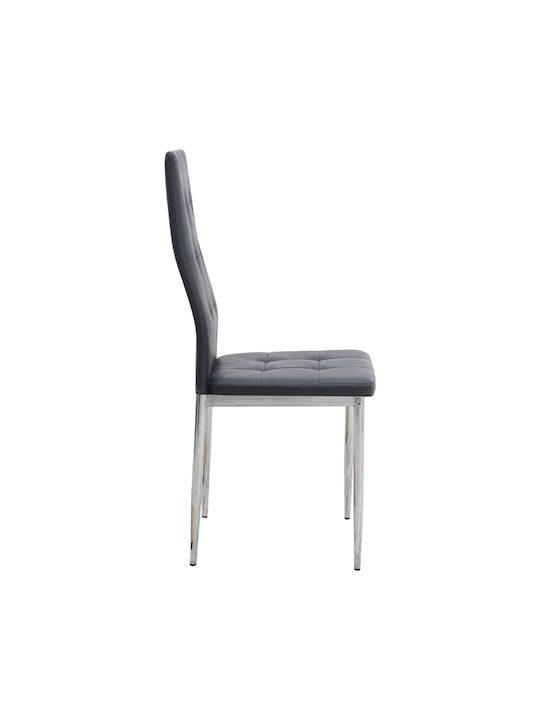 Rosa Dining Room Artificial Leather Chair Black Velvet-Black Metal 41x48x98cm