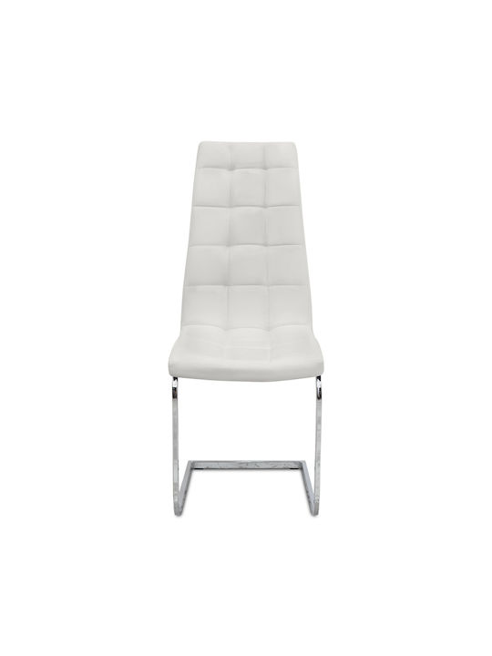 Vela Dining Room Artificial Leather Chair White 41x61x107cm