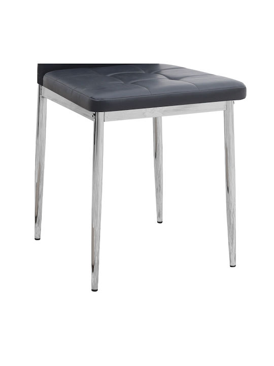 Rosa Dining Room Artificial Leather Chair Black Velvet-Black Metal 41x48x98cm