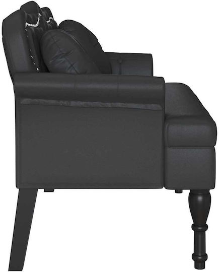 Двуместен Диван Изкуствена кожа Черно 120.5x65x75см.