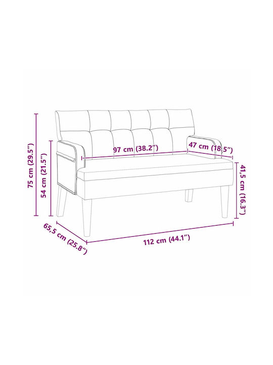 Canapea Cu Două Locuri Din Catifea Galbenă 112x65.5x75cm
