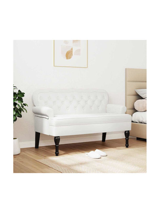Chesterfield Doppelsitzer Sofa Künstliches Leder Weiß 119.5x64.5x75cm