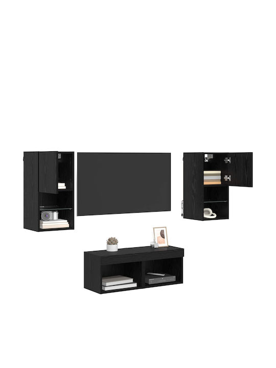 Wohnzimmer TV-Einheit Black Beech mit Beleuchtung L30.5xB30xH60cm