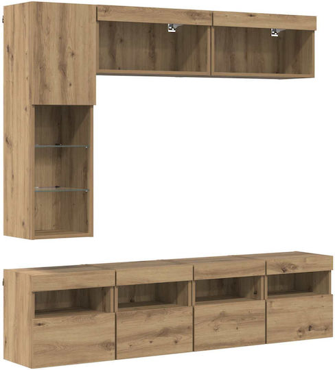 Living Room TV Unit with Lighting Artisan Oak L30.5xW30xH102cm