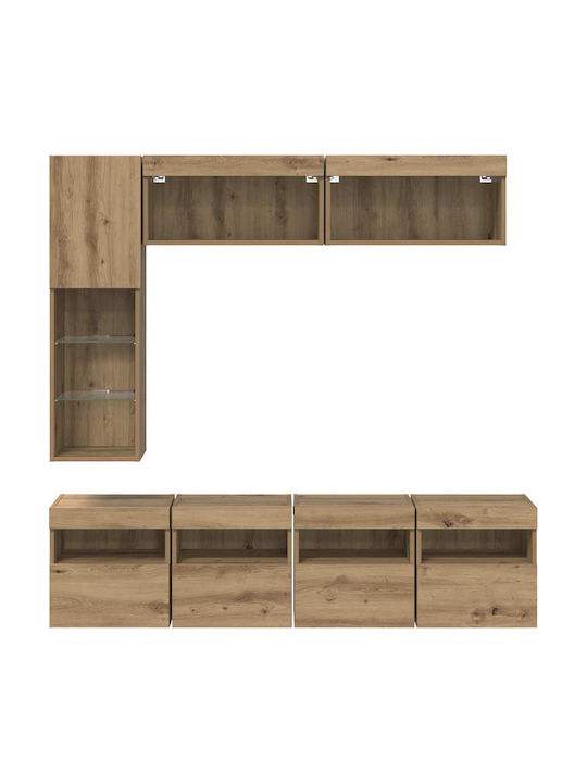 Living Room TV Unit with Lighting Artisan Oak L30.5xW30xH102cm