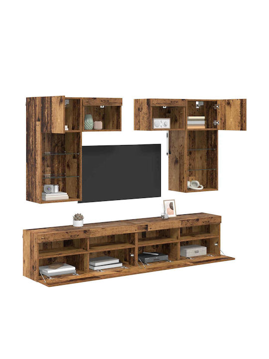Wohnzimmer TV-Einheit Black Beech mit Beleuchtung L100xB30xH40cm