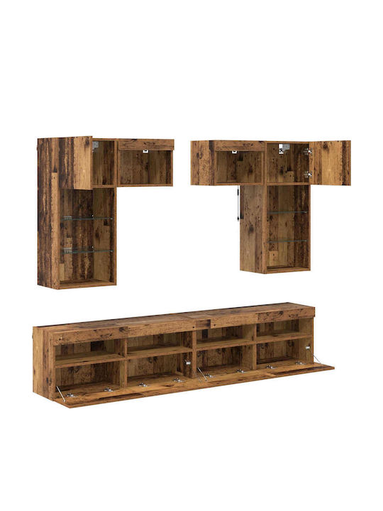 Wohnzimmer TV-Einheit Black Beech mit Beleuchtung L100xB30xH40cm