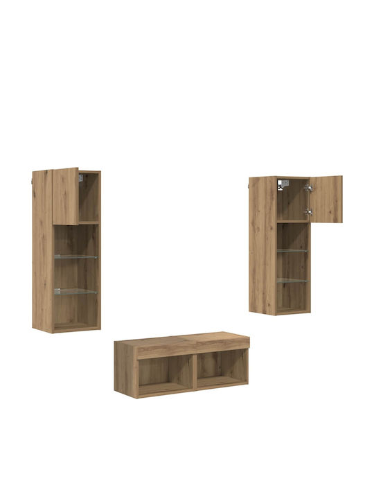 Wohnzimmer TV-Einheit Black Beech mit Beleuchtung L40xB30xH30cm