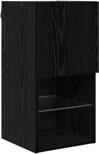Living Room TV Unit with Showcase & Lighting Black Beech L30xW28.5xH30cm
