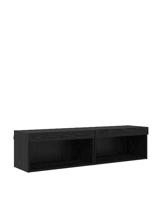 Wohnzimmer TV-Einheit Black Beech mit Vitrine & Beleuchtung L30xB28.5xH30cm