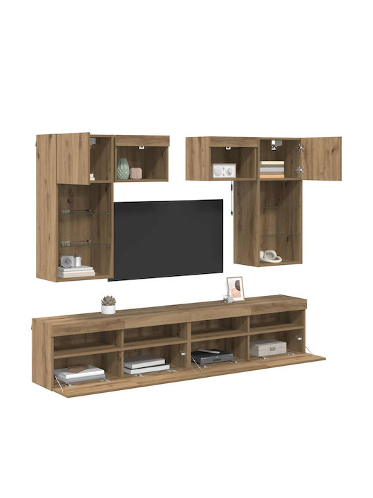 Wohnzimmer TV-Einheit Old Wood mit Beleuchtung L100xB30xH40cm