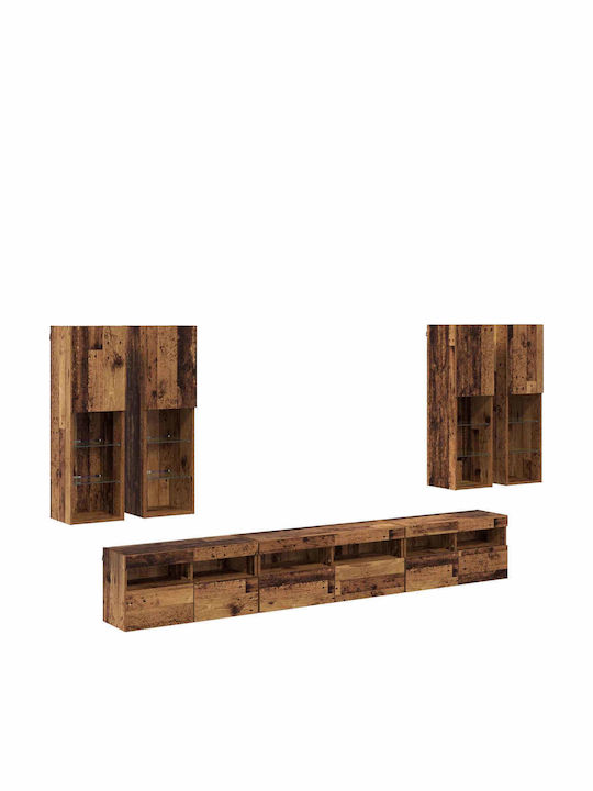 Living Room TV Unit with Lighting Old Wood L30.5xW30xH104cm