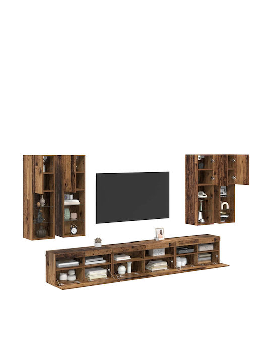 Living Room TV Unit with Lighting Old Wood L30.5xW30xH104cm