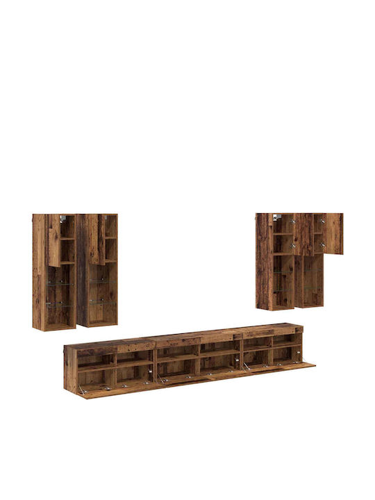 Living Room TV Unit with Lighting Old Wood L30.5xW30xH104cm
