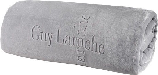 Guy Laroche Logo Velvet Single Blanket 160x220cm Silver