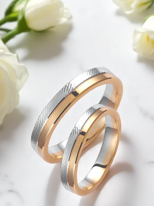 Valauro Bicolour Wedding Rings 9K Thickness 3.50mm