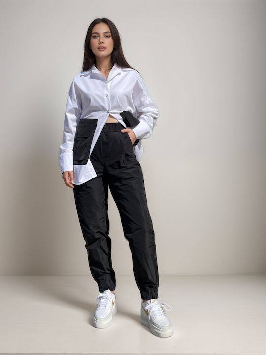 Langärmelig Damen Hemd White