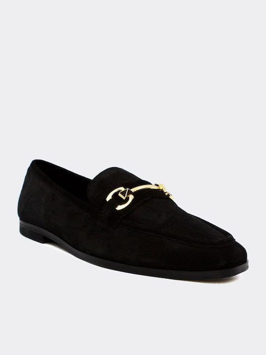 Leder Damen Mokassins in Schwarz Farbe