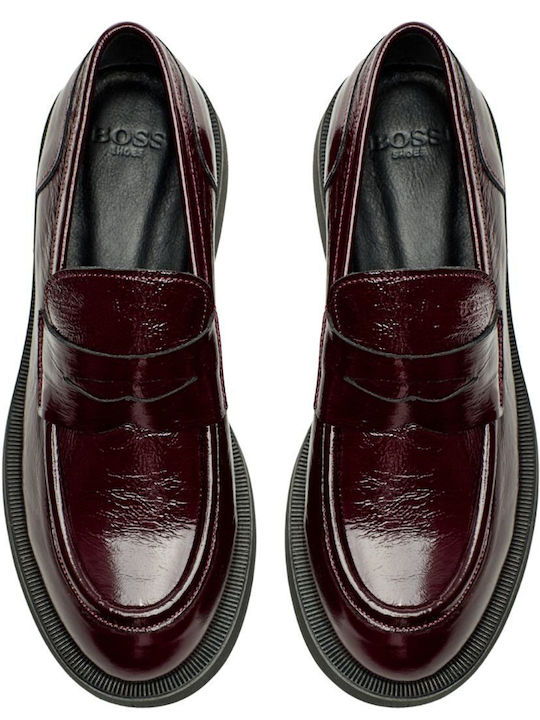 Δερμάτινα Γυναικεία Loafers σε Μπορντό Χρώμα