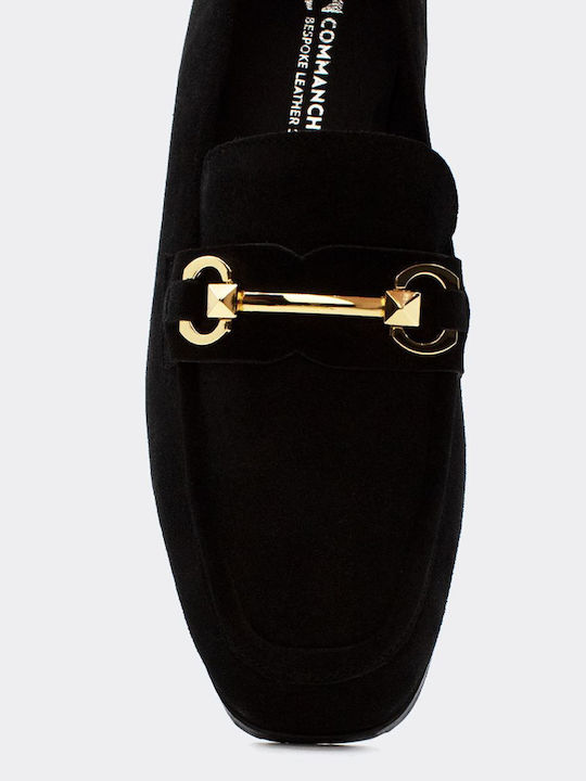 Leder Damen Mokassins in Schwarz Farbe