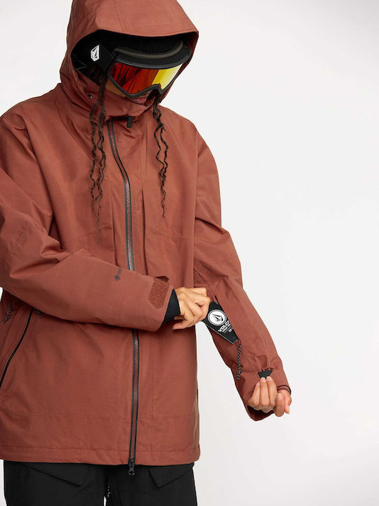 Volcom Stretch H0652602-HEN Γυναικείο Μπουφάν Gore-Tex για Σκι & Snowboard Καφέ