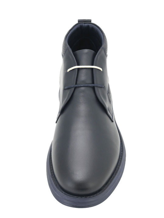 Leather Navy Blue Men's Boots
