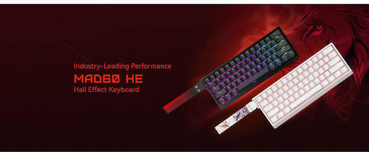 Madlions Professional MAD 60 HE Flagship V2 Gaming Mechanical Keyboard 60% with Magnetic switches and RGB lighting (English US) White