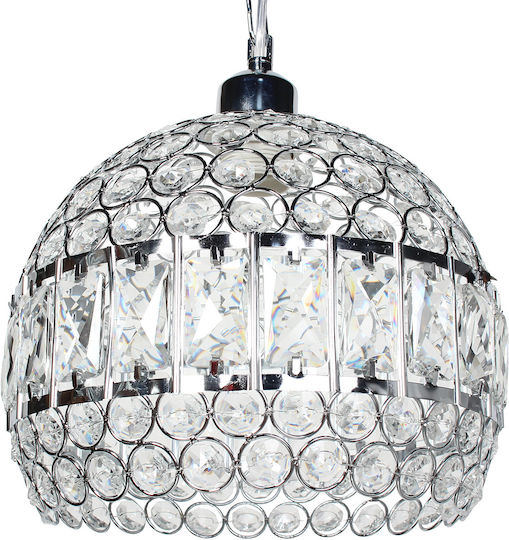 Keskor Pendant Light Silver with Crystals for Socket E27 25x25x21cm