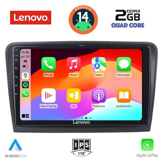 Lenovo Car Audio System for Skoda Superb 2008-2015 (Bluetooth/USB/WiFi/GPS/Apple-Carplay/Android-Auto) with Touch Screen 10"