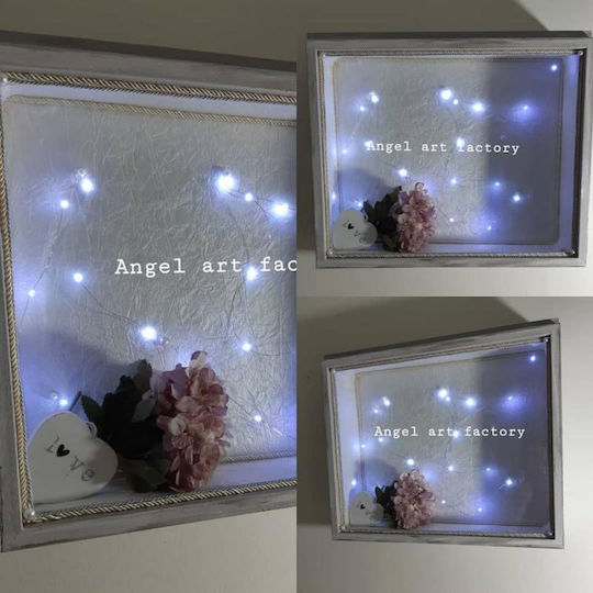 Cutie de Perete pentru Coroană de Nuntă Dreptunghiulară Lemnoasă Albă 30x40εκ.