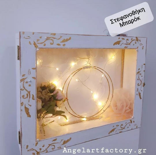 Baroque Wall Wedding Crown Case Rectangular Wooden Brown 45x65cm