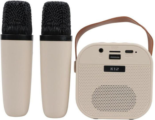 ATC Ηχείο Karaoke με Ασύρματα Μικρόφωνα και Εφέ Φωτισμού ATC-13 ATC20.001.0015 Μπεζ