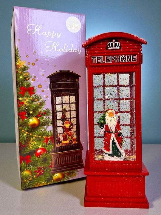 Ornament de Crăciun Luminat Cabină telefonică cu Moș Crăciun 10x27cm 1buc