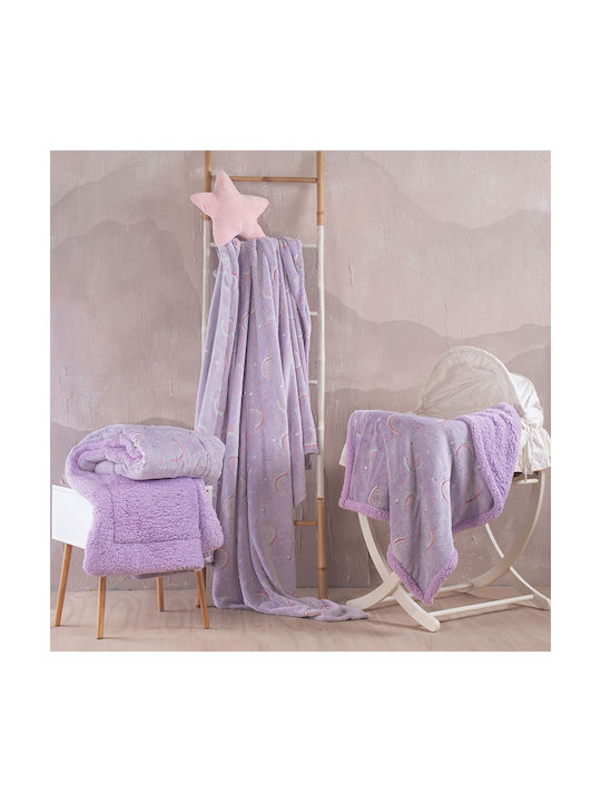 Rythmos Κουβέρτα Fleece Nelie Φωσφορίζουσα Λιλά 220x160εκ.