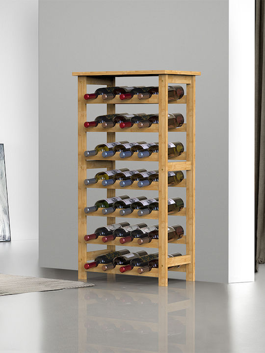 Bakaji Free Standing Wooden Wine Cabinet for 28 Bottles Beige 47x29x93.5cm