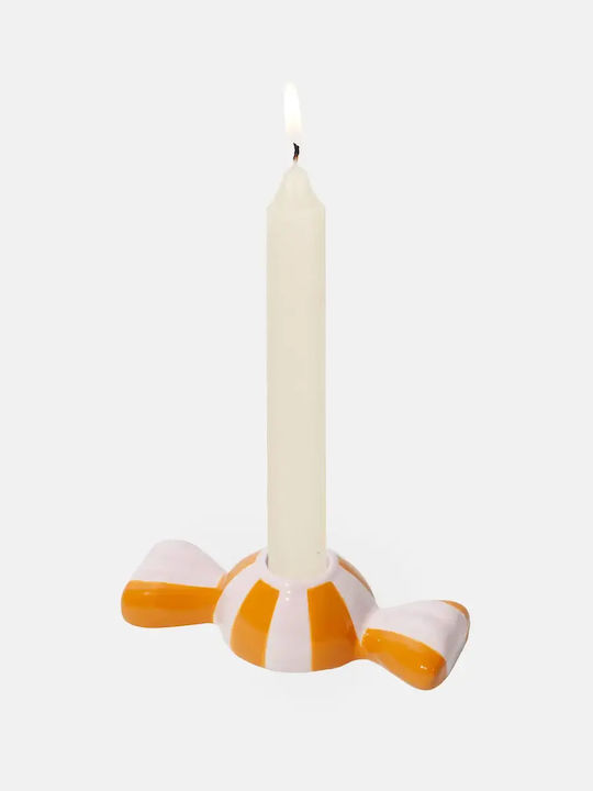 DOIY Candle Holder Ceramic in Orange Color 12x3x6cm 1pcs