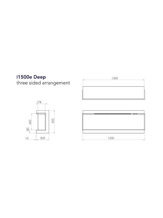 Charlton & Jenrick Irange I1500e Deep Wall Mounted Electric Fireplace 1500W Black