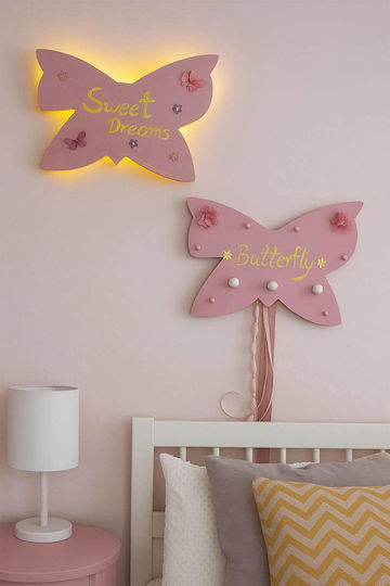 Handgefertigtes Hölzernes Kinder Wandlampen Schmetterling Sweet Dreams
