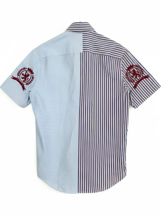 Long-sleeved Cotton Shirt Striped Blue