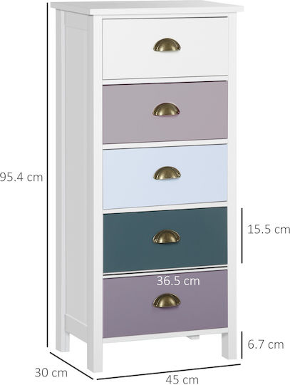 Comoda pentru Dormitor Lemnoasă Πολύχρωμο Μπλε 45x30x95.4buc