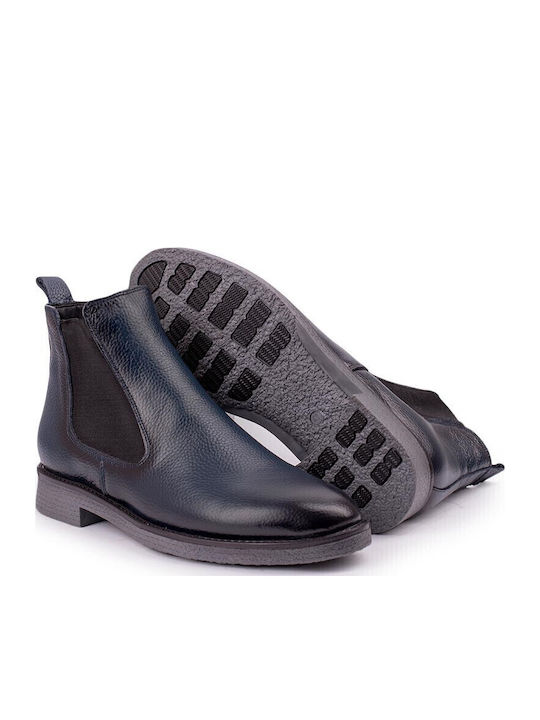 Leder Marineblau Chelsea Stiefeletten