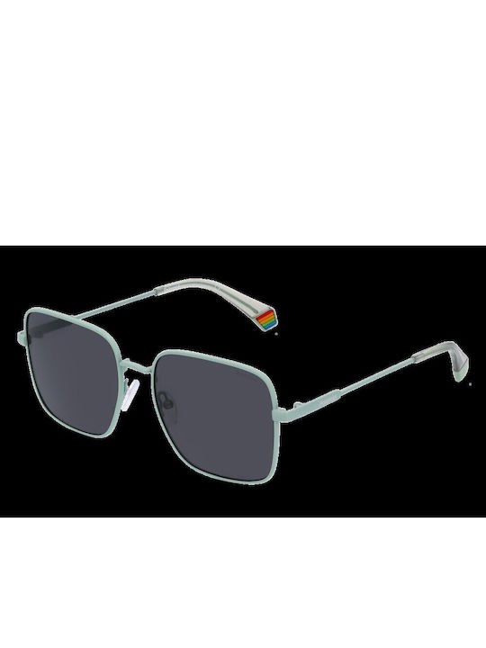 Polaroid Women's Sunglasses with Turquoise Metal Frame and Gray Polarized Lens PLD6194/S/X N47/M9