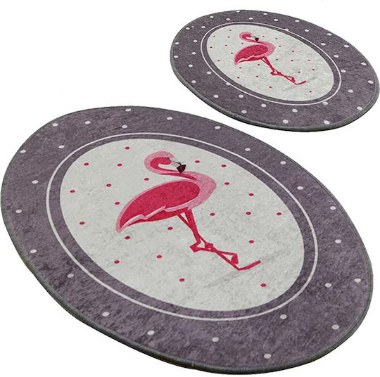 Σετ Πατάκια Μπάνιου CHILE1906 Gray/pink 2τμχ