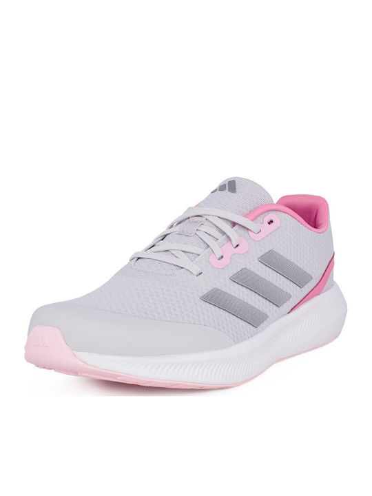 Runfalcon 3.0 K Kids Sports Shoes Running with Laces Dash Grey / Silver Metallic / Bliss Pink