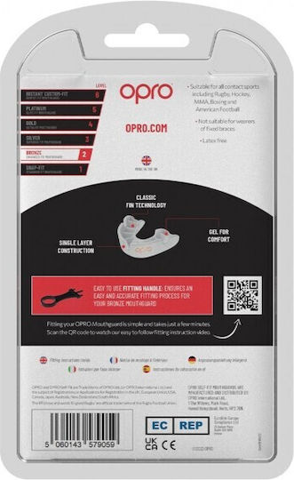 Opro Bronze Self Fit Προστατευτική Μασέλα Junior Λευκή με Θήκη