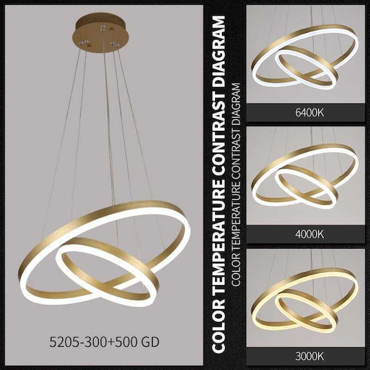 Lightplanet Lustră Auriu LED cu Alb Natural Lumină