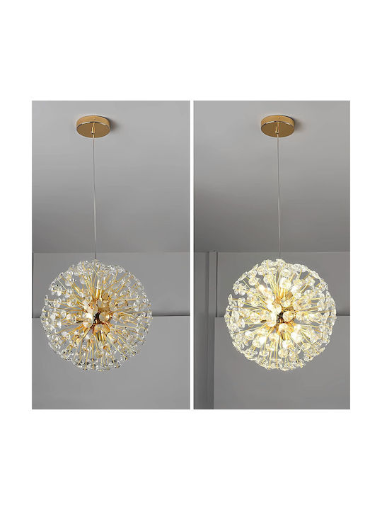 Lightplanet Lustră Auriu cu cristale 36x36cm.