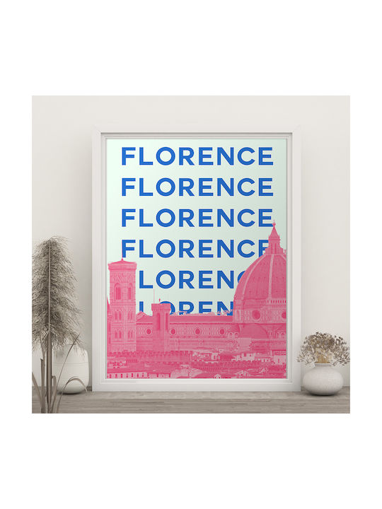 Poster Florence Pop Art Pst25515 50cm X 70cm White Wooden Frame