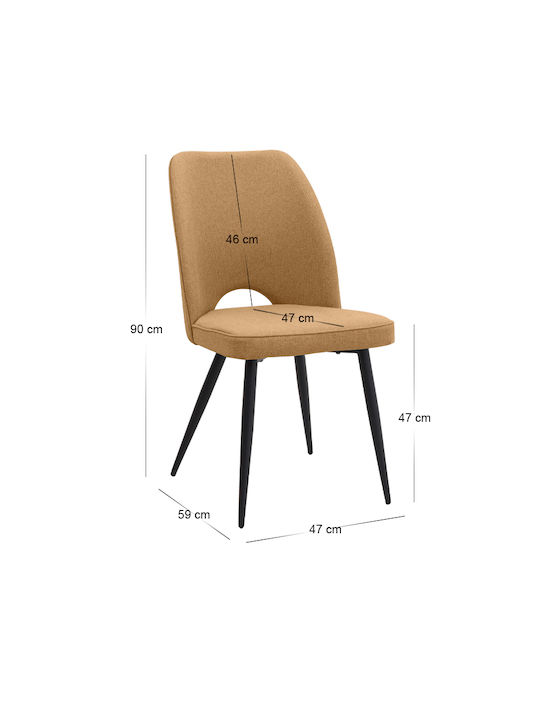 Christy Dining Room Fabric Chair Mustard - Black 47x59x90cm